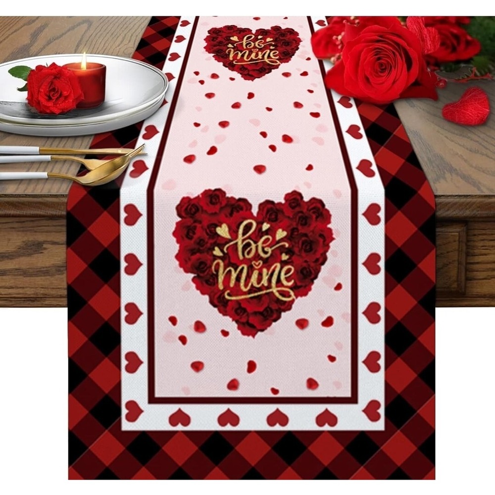 Heart Be Mine Valentine's Day Table Runner 13" x 72" New!